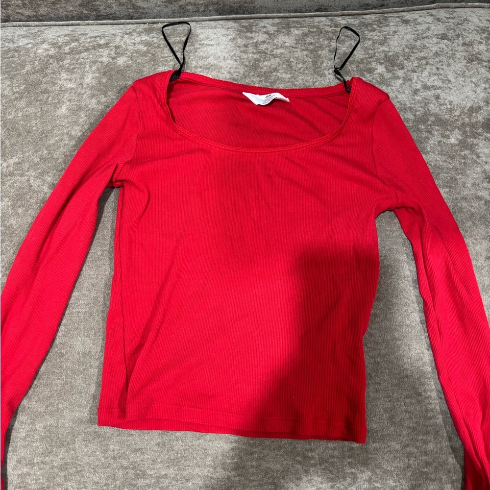 H&M Red Long Sleeve Blouse (worn once) (sanitized/washed)